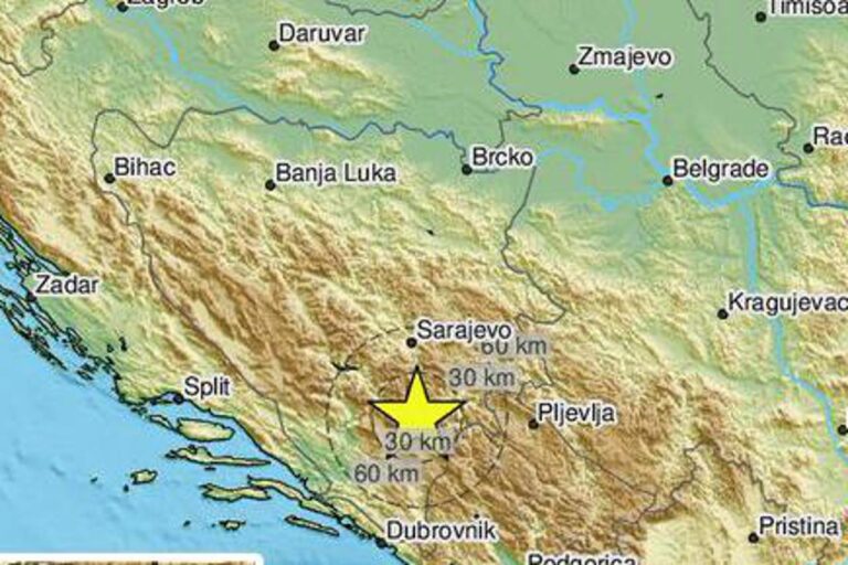 Potres u Bosni i Hercegovini, epicentar 48 kilometara od Mostara