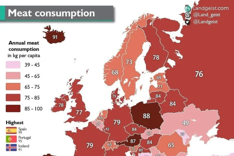 Mapa Europe koja prikazuje konzumaciju mesa po državama, podaci za BiH mogli bi vas iznenaditi