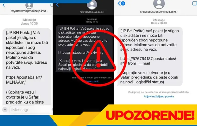 Ne nasjedajte na lažne SMS poruke o dospijeću paketa