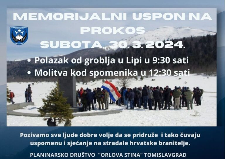 PD Orlova stina organizira memorijalni uspon na Prokos