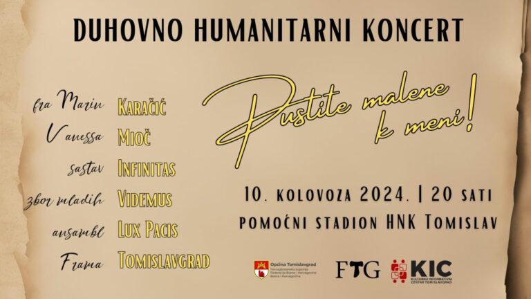 Najava: Humanitarni koncert duhovne glazbe “Pustite malene k meni!”