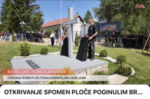 OTKRIVANJE SPOMEN PLOČE POGINULIM BRANITELJIMA U RAŠELJKAMA