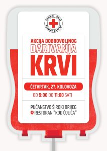 Poziv pučanstvu Širokoga Brijega na akciju dobrovoljnog darivanja krvi