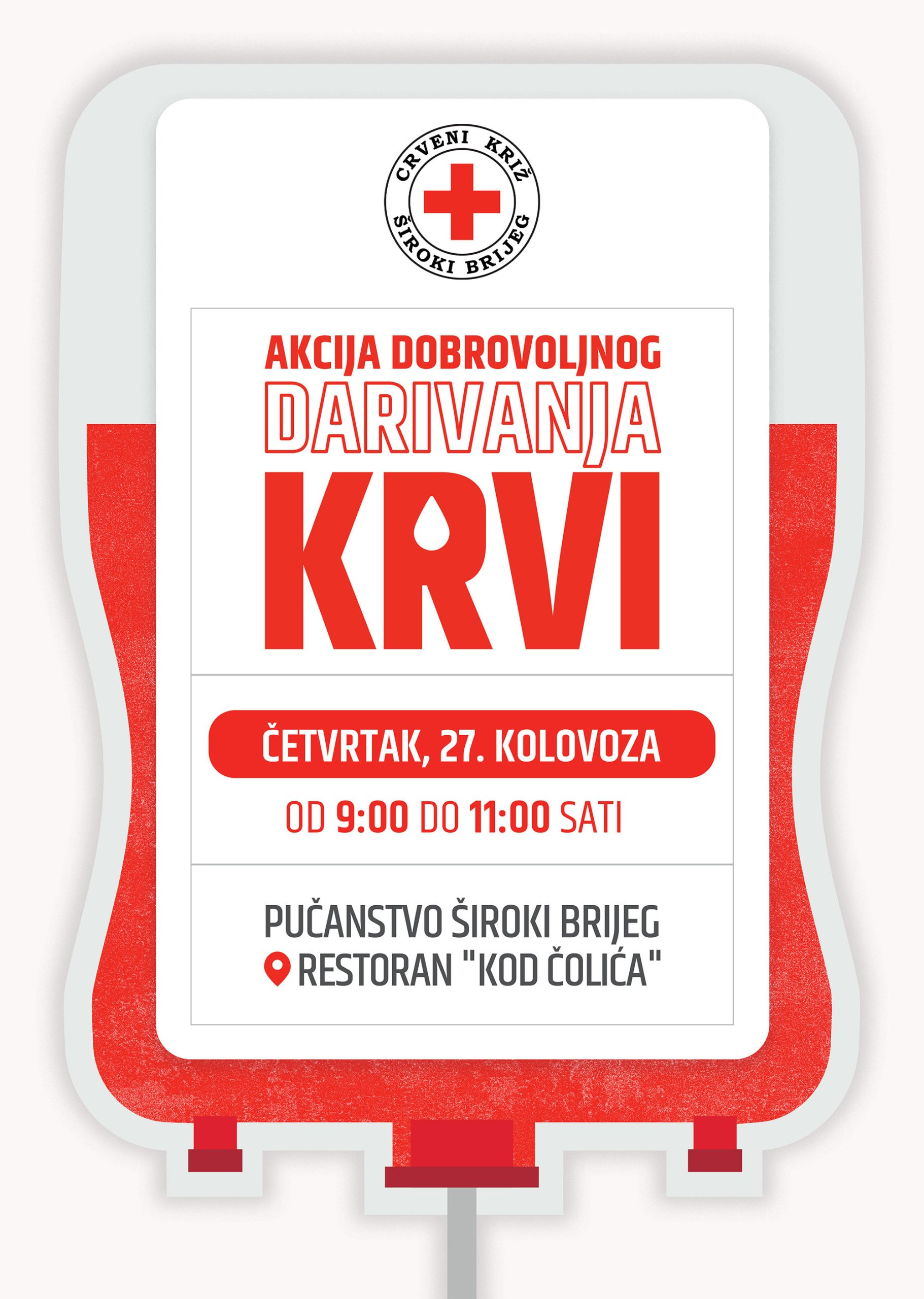 Poziv pučanstvu Širokoga Brijega na akciju dobrovoljnog darivanja krvi